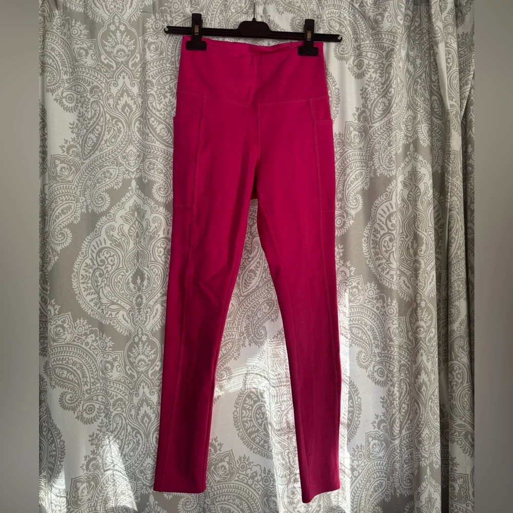 NWT DANSKIN Hot Pink High Waist XS Leggings 24” pockets - Picture 13 of 16